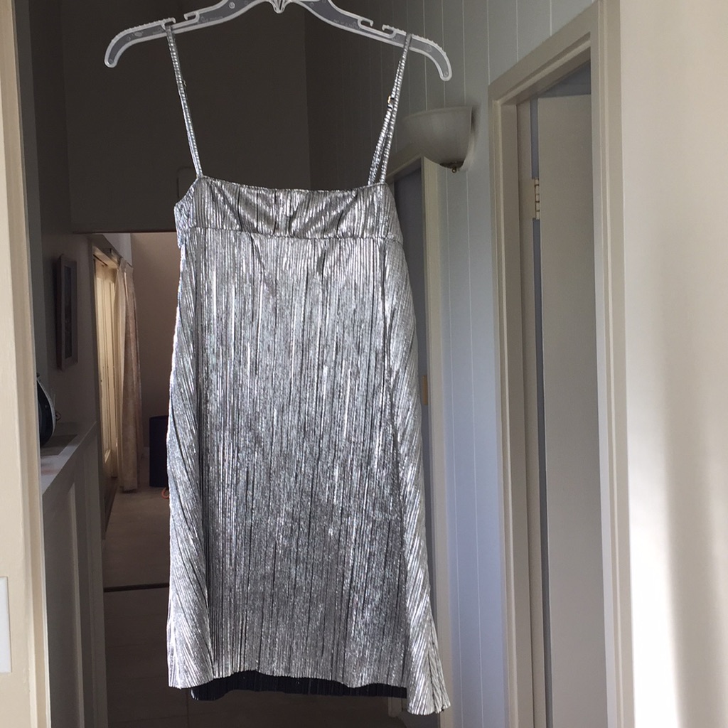 Nwt Flynn Skye Cindy Mini In Gunmetal Lame, Sz. Xs